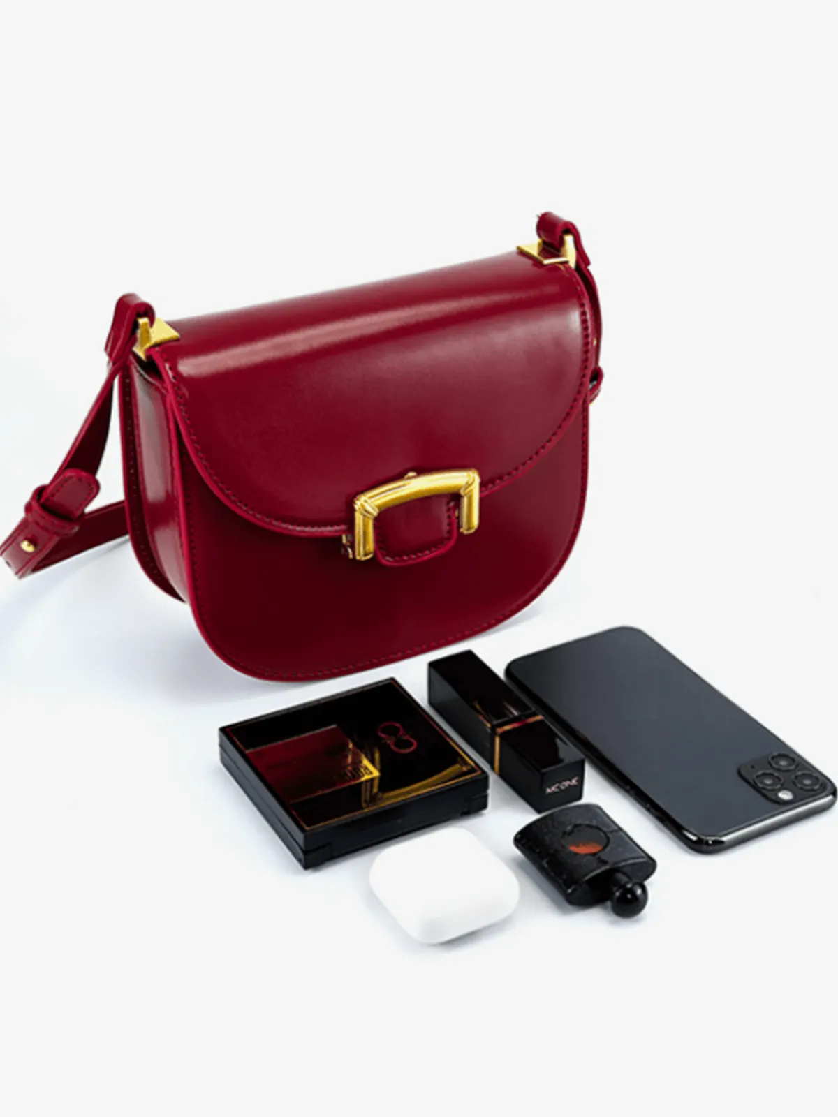 Online Retro Stage Vintage PU Leather Saddle Bag