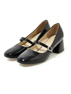 Hot Retro Stage Vintage PU Leather Square Toe High Heels