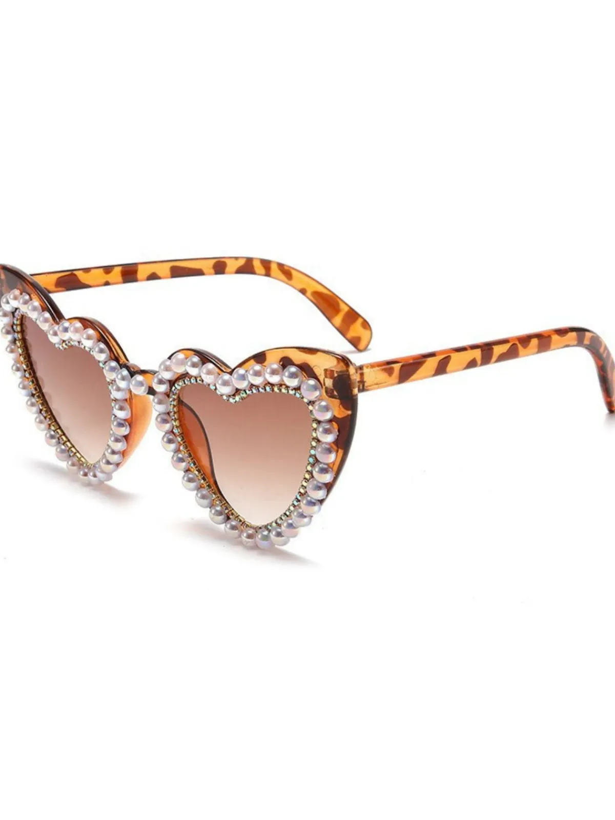 Hot Retro Stage Vintage Rhinestone Heart Frame Sunglasses