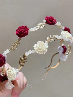 Outlet Retro Stage Vintage rose pearl Headband