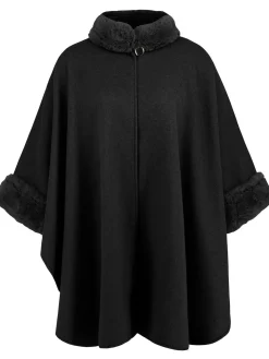 Discount Retro Stage Vintage 1950s Faux Fur Cloak Coat