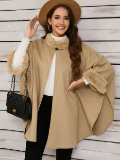 Discount Retro Stage Vintage 1950s Faux Fur Cloak Coat