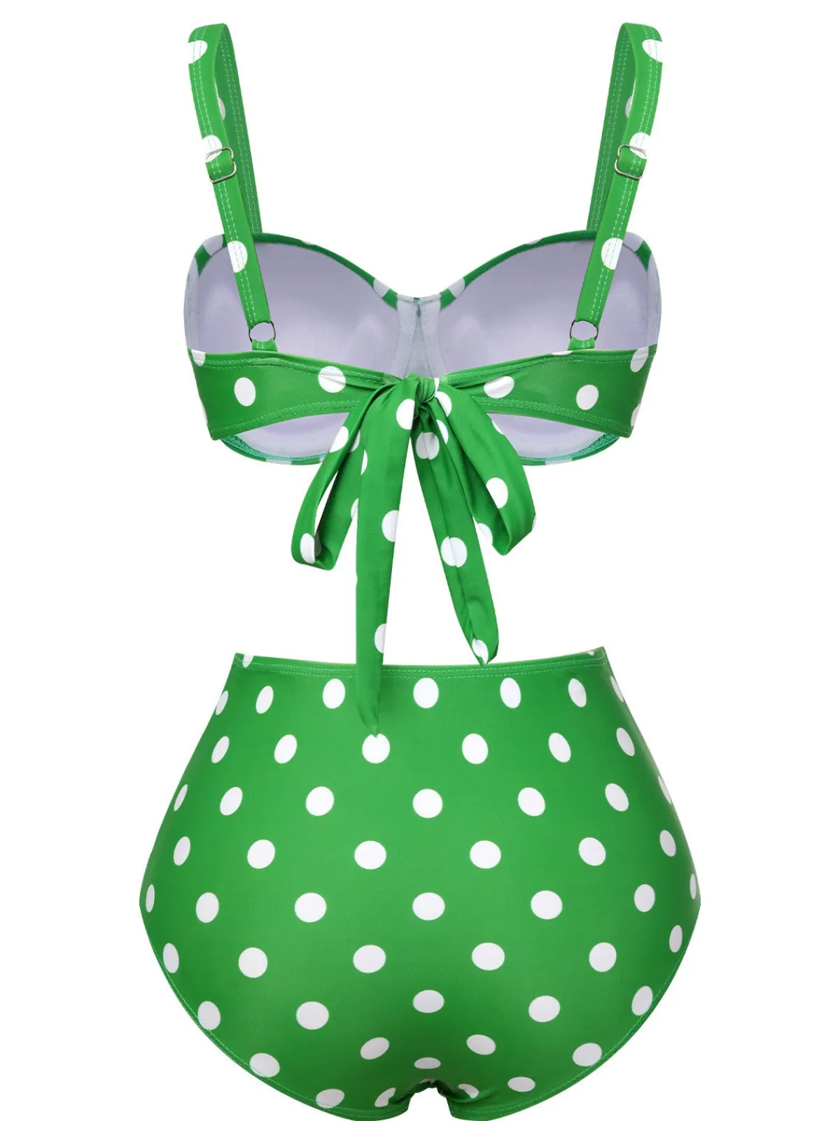 New Retro Stage Vintage 1950s Polka Dots Strap Swimsuit Green