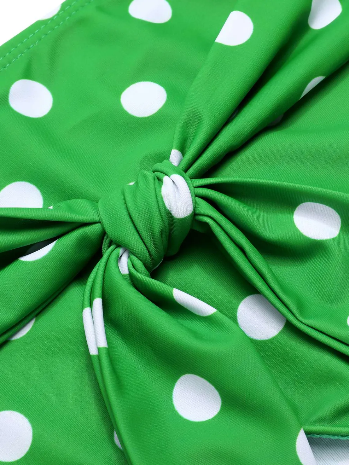 New Retro Stage Vintage 1950s Polka Dots Strap Swimsuit Green