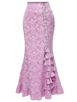 Clearance Retro Stage Vintage 1930s Punk Lace-Up Mermaid Skirt