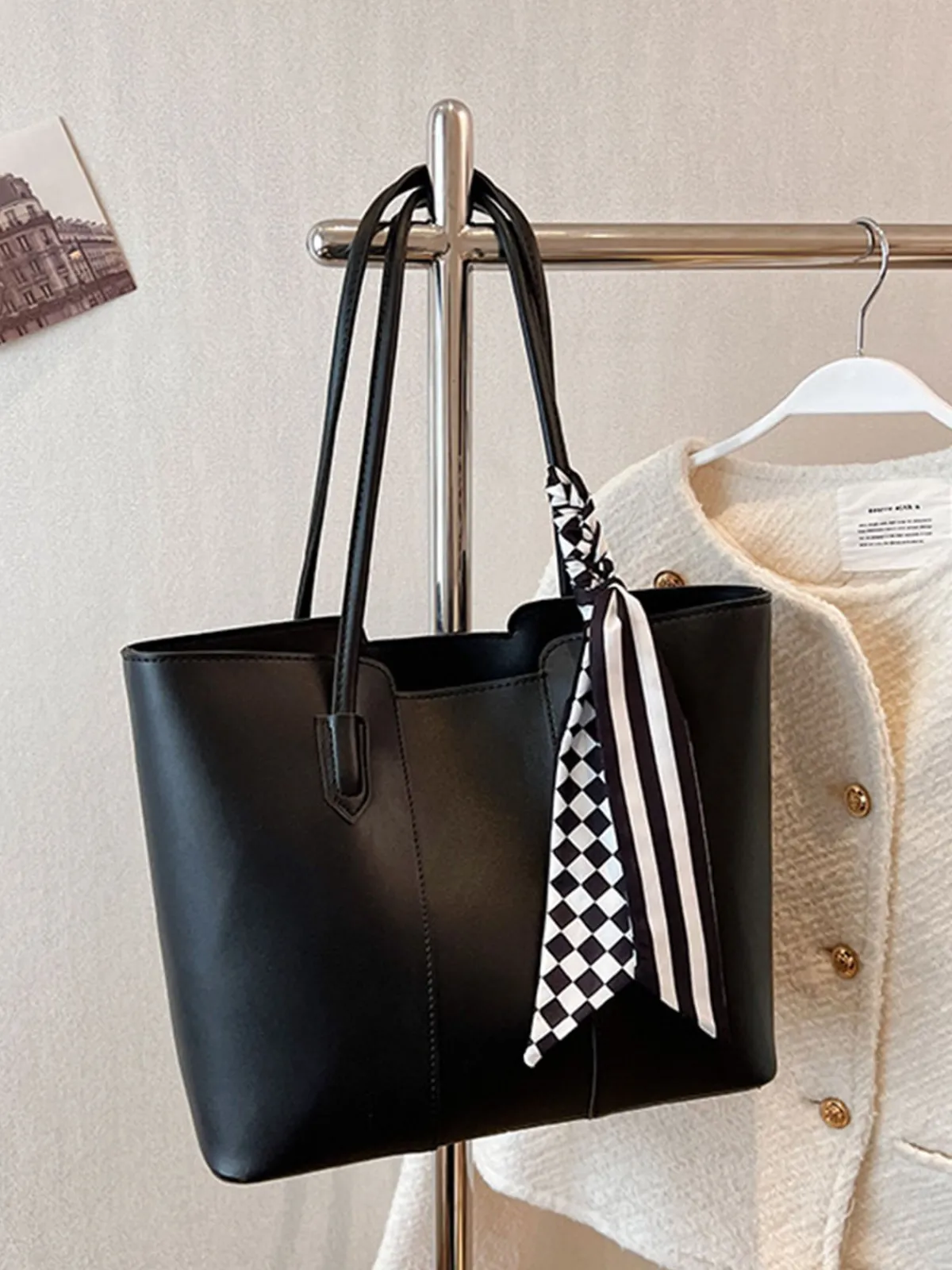 Hot Retro Stage Vintage Scarf-Tied Shoulder Tote Bag