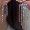 New Retro Stage Vintage Silver Tassel Rhinestone Earrings