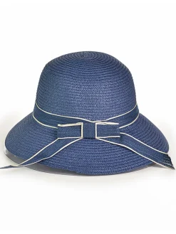 Discount Retro Stage Vintage Straw Dome Bow Beach Sun Hat