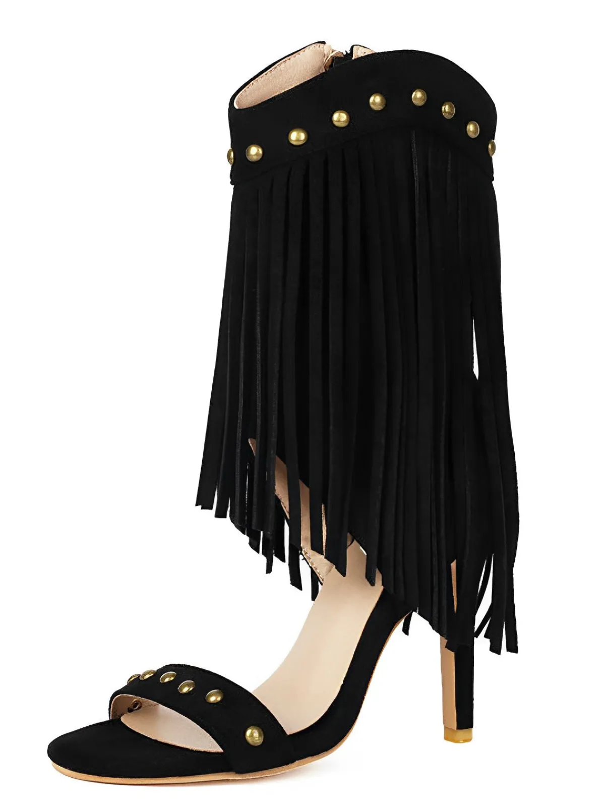 New Retro Stage Vintage Tassel Studded Stiletto Boots