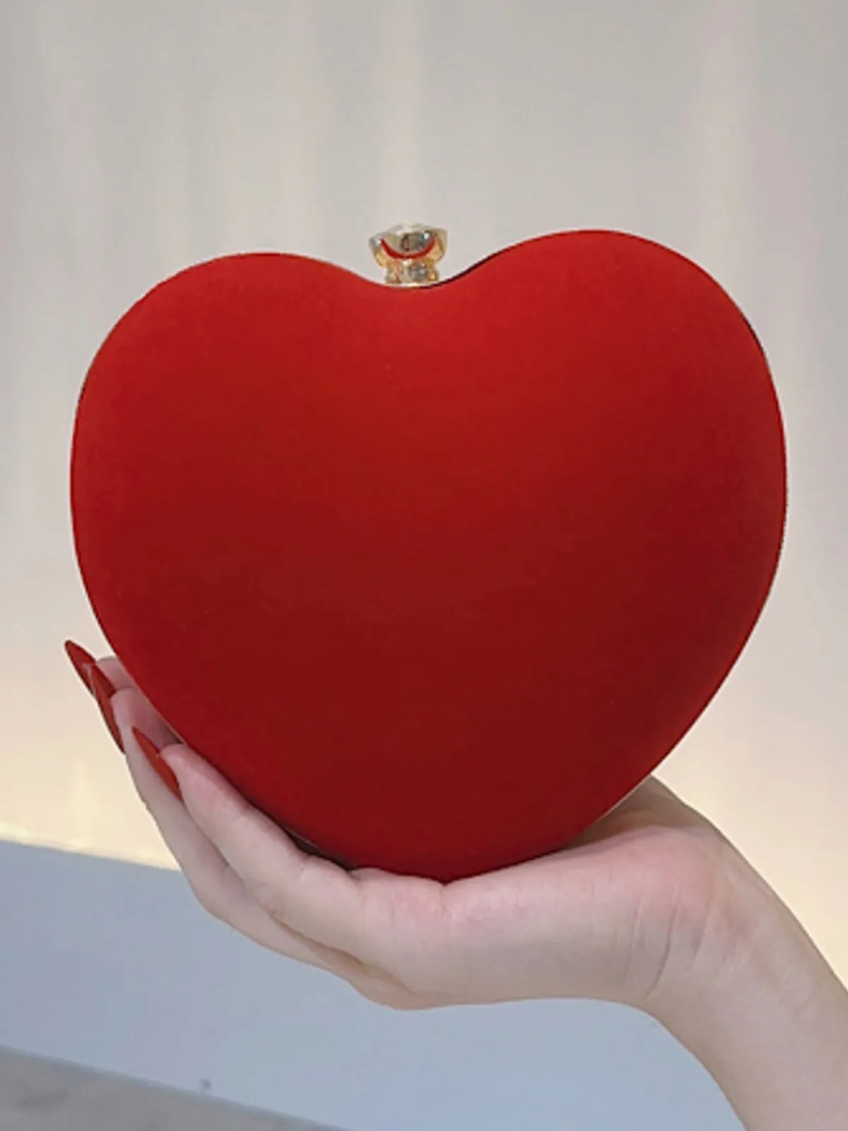 New Retro Stage Vintage Velvet Heart Handle Bag