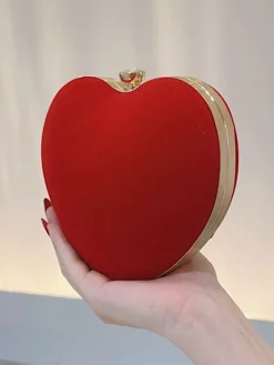 New Retro Stage Vintage Velvet Heart Handle Bag