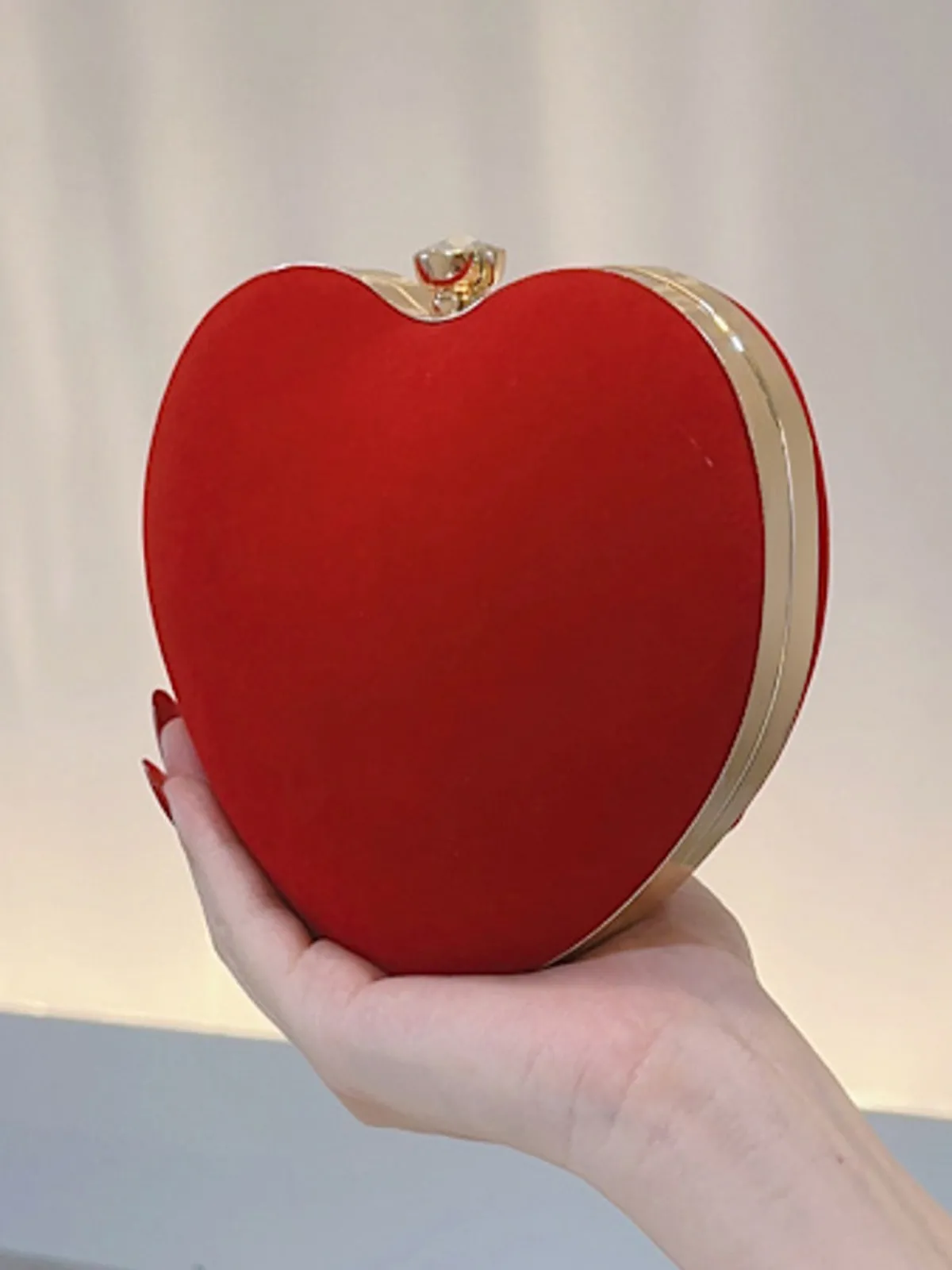 New Retro Stage Vintage Velvet Heart Handle Bag