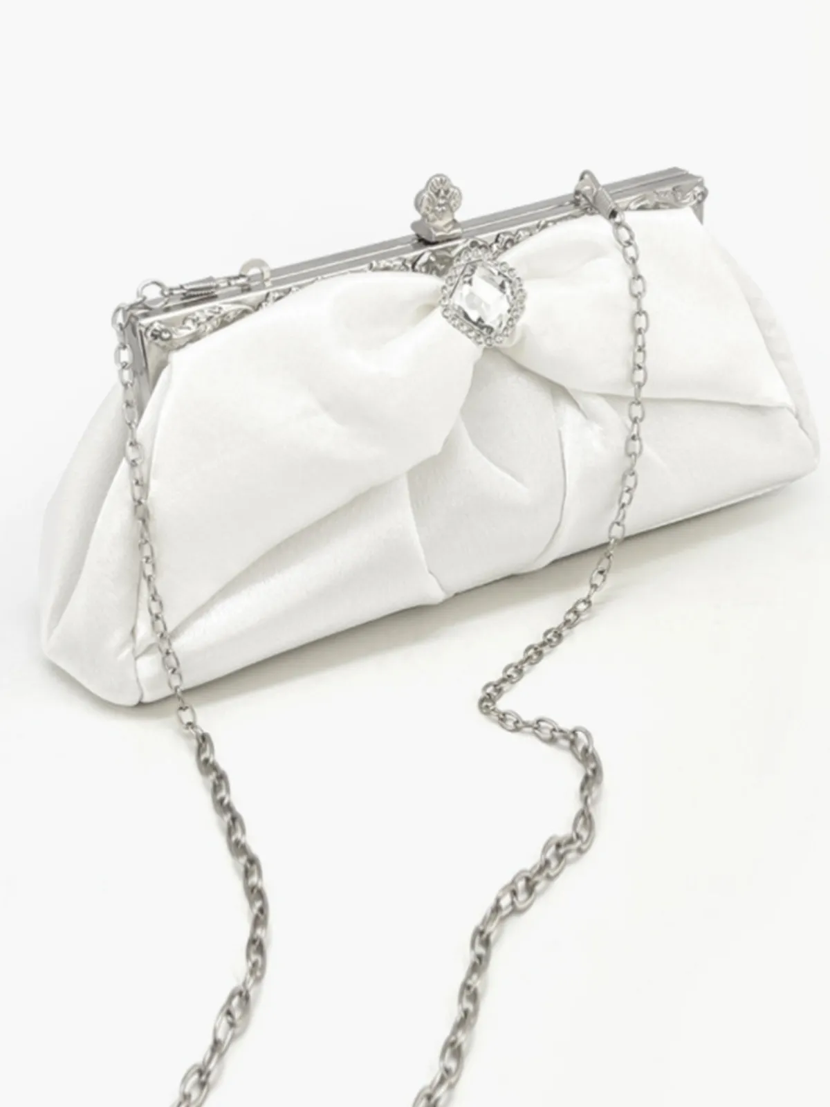 Clearance Retro Stage Vintage White Pleated Evening Clutch Bag