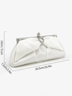 Clearance Retro Stage Vintage White Pleated Evening Clutch Bag
