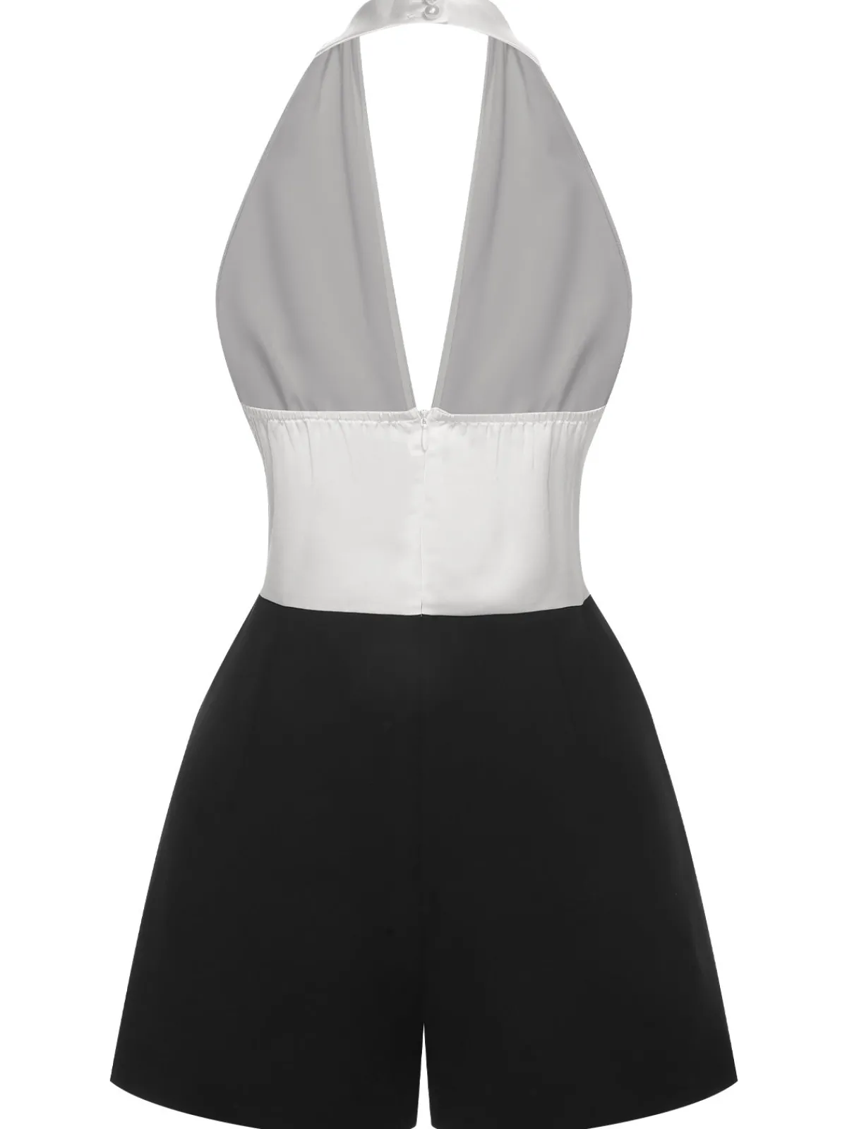 Discount Retro Stage & Black 1950s Deep-V Halter Romper White