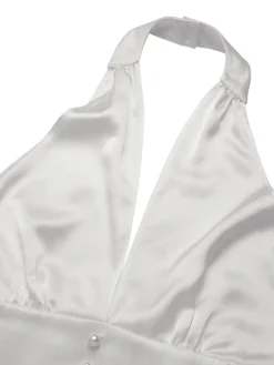 Discount Retro Stage & Black 1950s Deep-V Halter Romper White