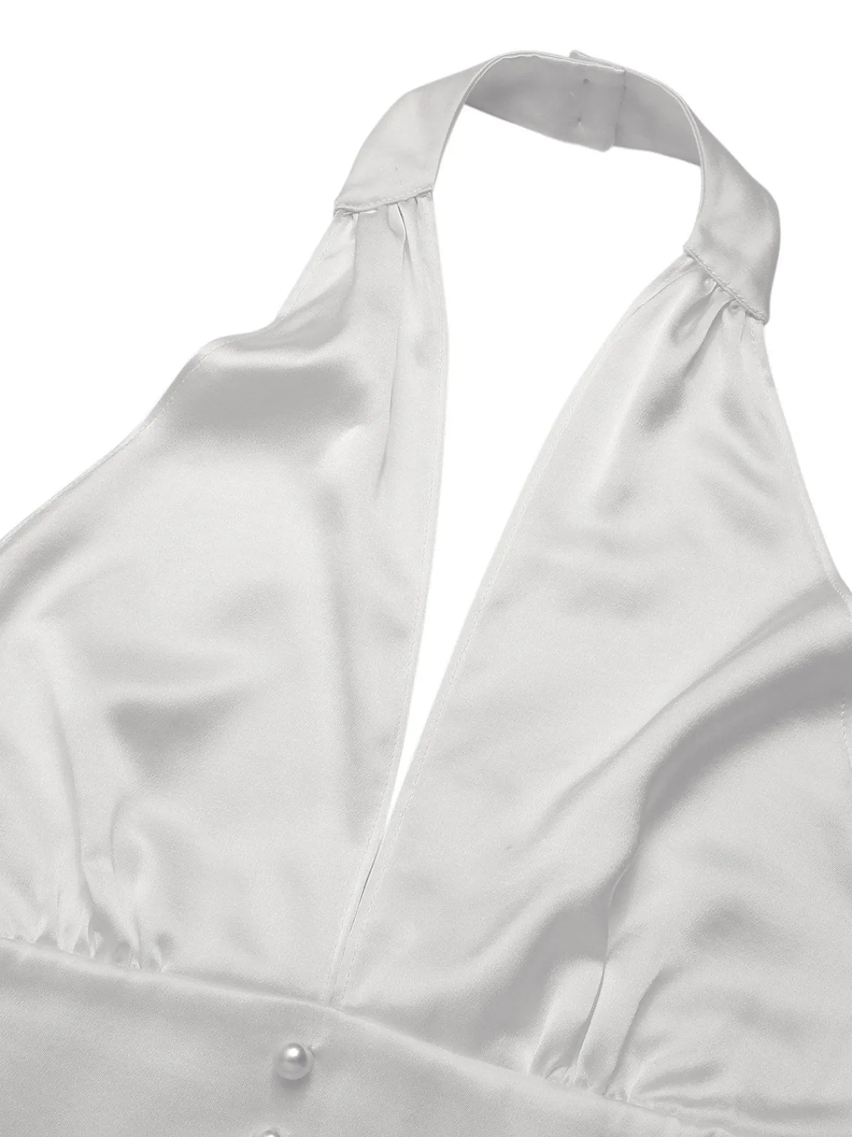Discount Retro Stage & Black 1950s Deep-V Halter Romper White