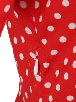 Fashion Retro Stage White Collar Polka Dot Swing Dress With Belt