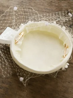 Best Retro Stage White Pearl Mesh Bow Vintage Hat