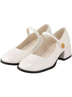 Fashion Retro Stage Retro Strap Chunky High Heels White