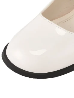 Fashion Retro Stage Retro Strap Chunky High Heels White