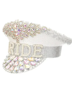Discount Retro Stage White Rhinestone Letter Party Big Cap Hat