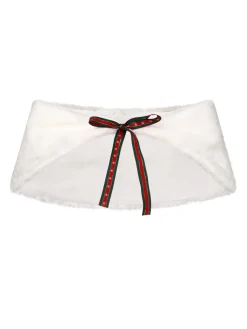 Outlet Retro Stage 1950s Christmas Ribbon Tie Fur Shawl White