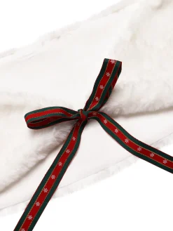 Outlet Retro Stage 1950s Christmas Ribbon Tie Fur Shawl White