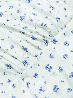 Discount Retro Stage 1940s Cotton Slanted Tie Floral Dress White
