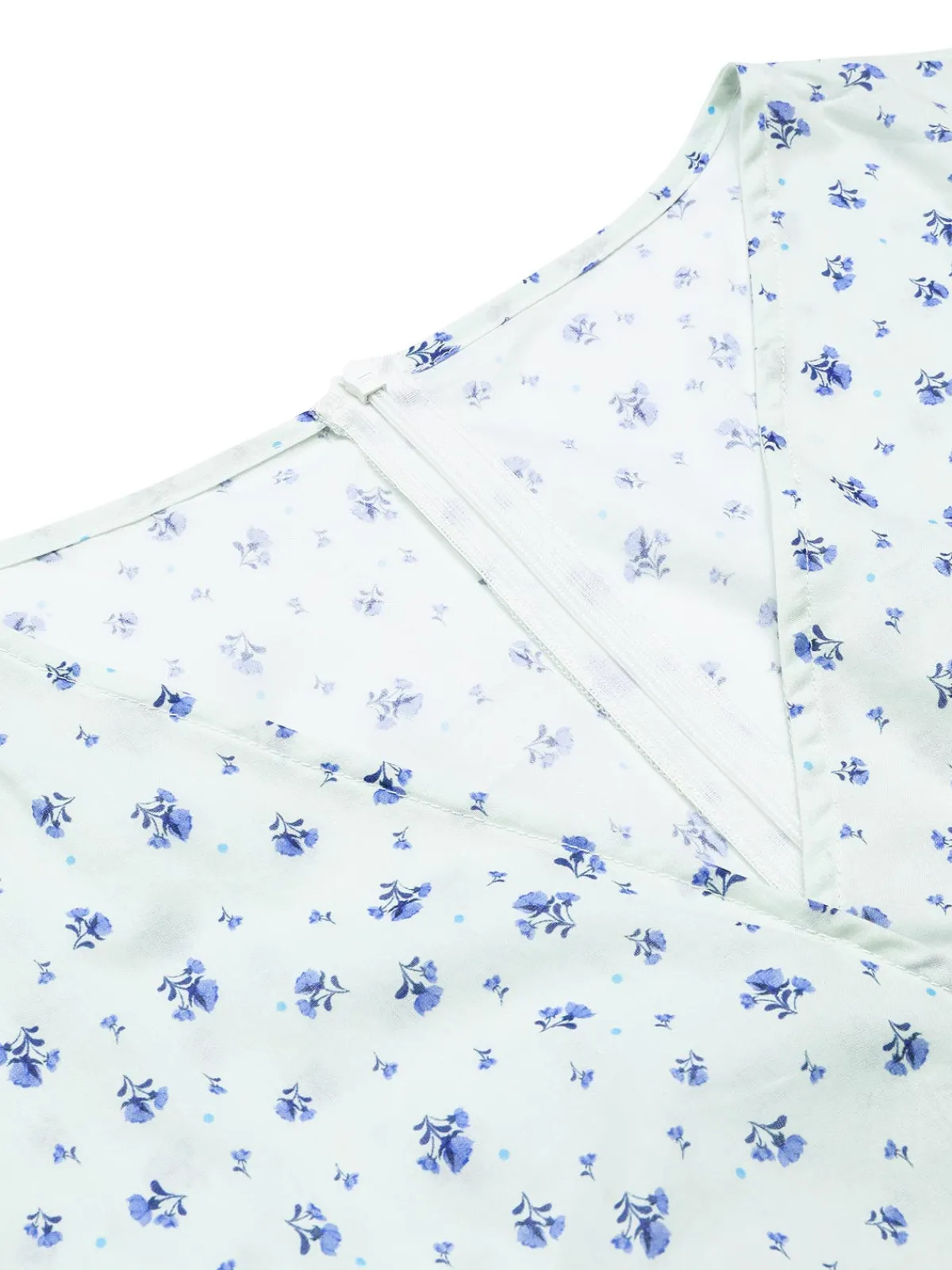 Discount Retro Stage 1940s Cotton Slanted Tie Floral Dress White