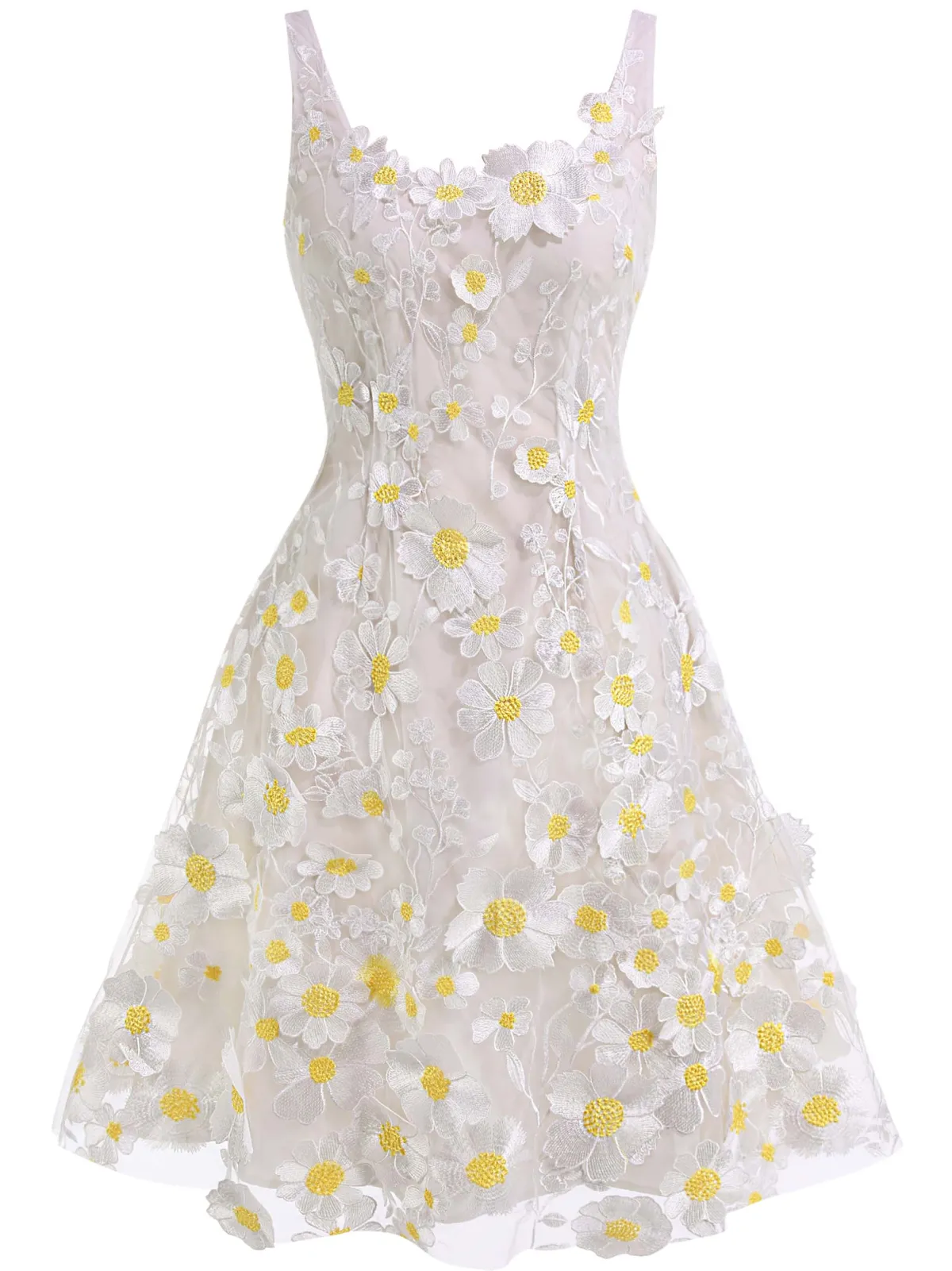 Discount Retro Stage 1950s Daisy Dreamer Vintage Dress White