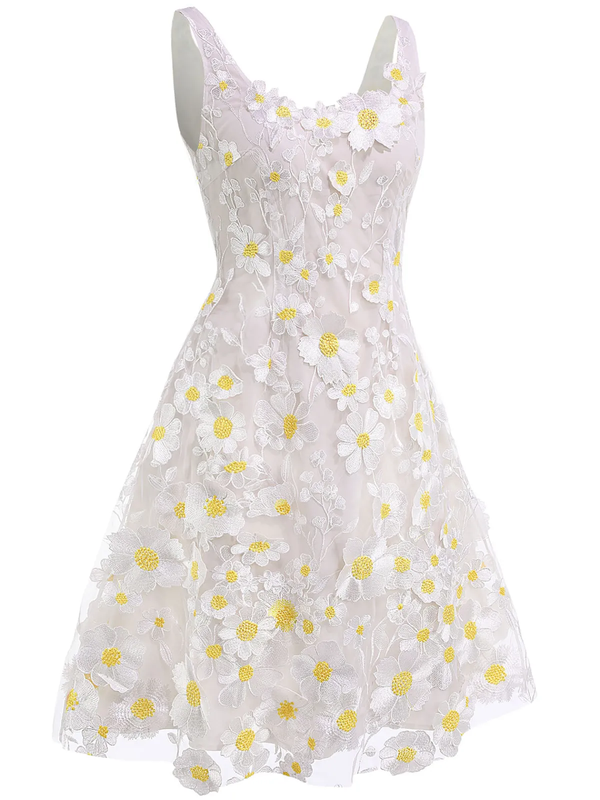 Discount Retro Stage 1950s Daisy Dreamer Vintage Dress White