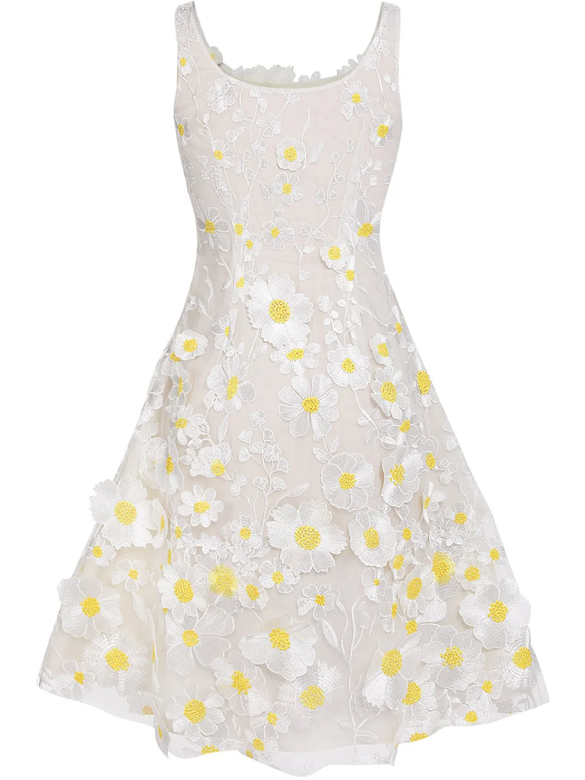 Discount Retro Stage 1950s Daisy Dreamer Vintage Dress White