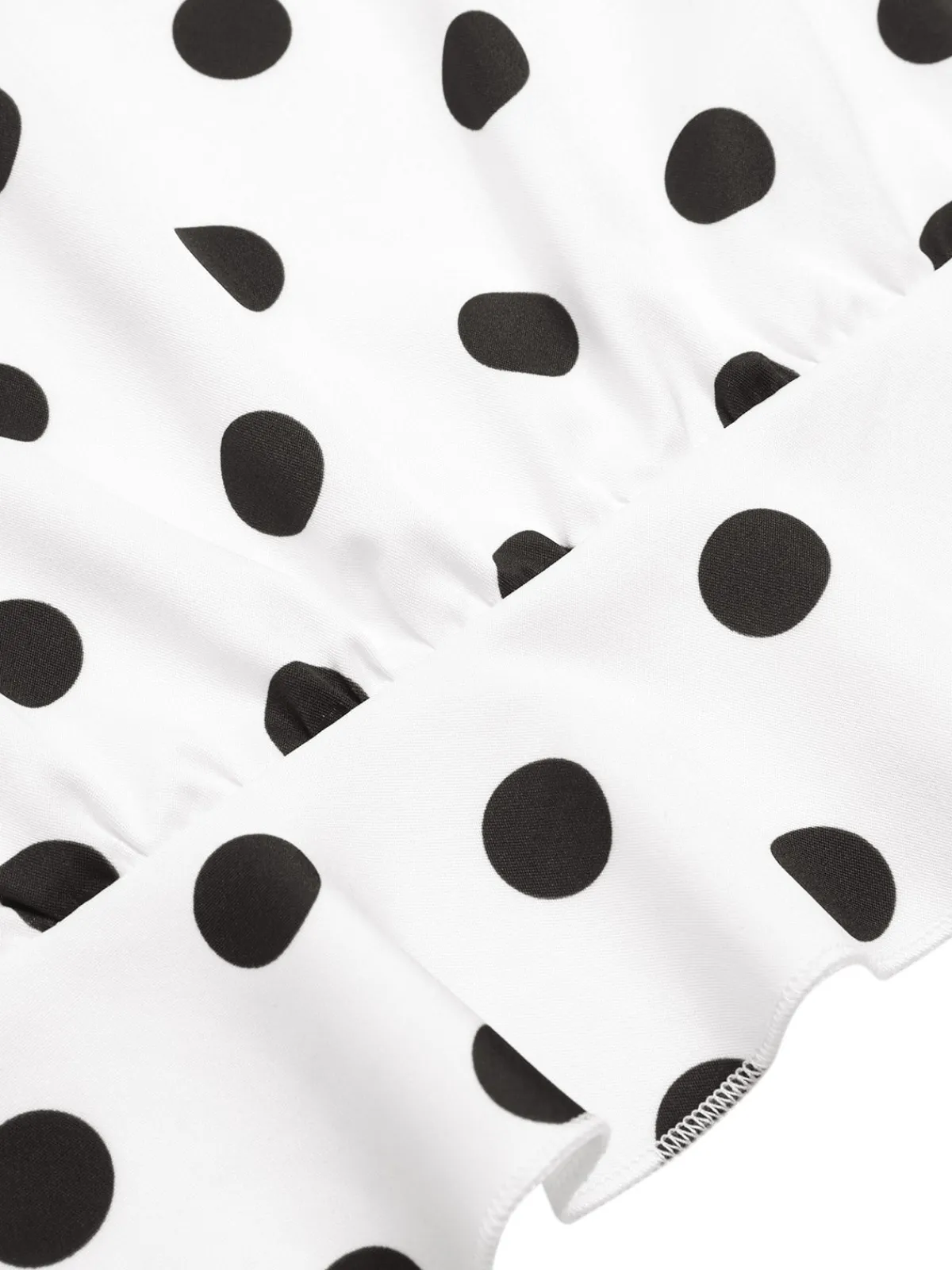 Sale Retro Stage 1950s Deep V-Neck Polka Dots Top White