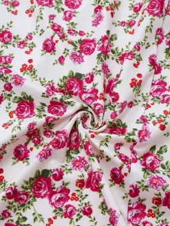 Discount Retro Stage 1940s Ditsy Floral Rose Slit Slip Dress White
