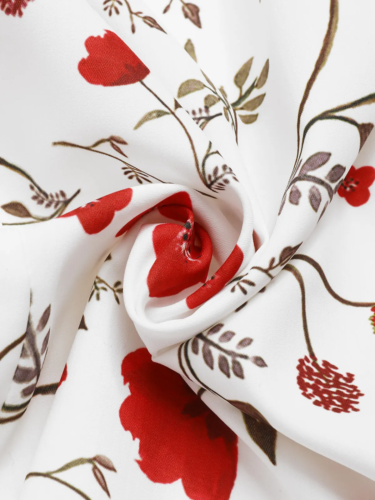 Best Retro Stage 1930s Floral Asymmetric Lapel Top White