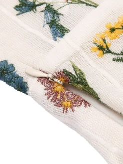 Clearance Retro Stage 1950s Floral Embroidery Crop Top White