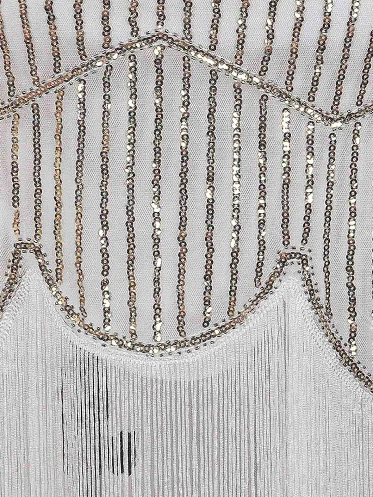 Clearance Retro Stage White 1920s Fringed Flapper Dress
