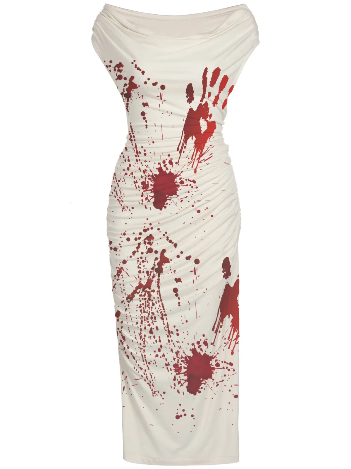 Fashion Retro Stage 1960s Halloween Blood Pencil Dress White