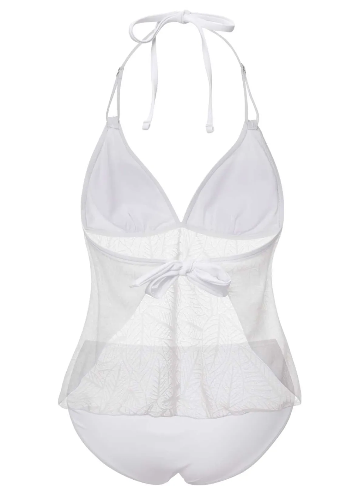 Fashion Retro Stage 1930s Halter Backless Solid Swimsuit White