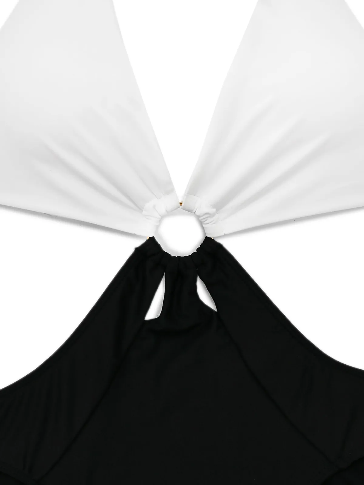 Hot Retro Stage 1960s Halter Deep V-Neck One-Piece Swimsuit White
