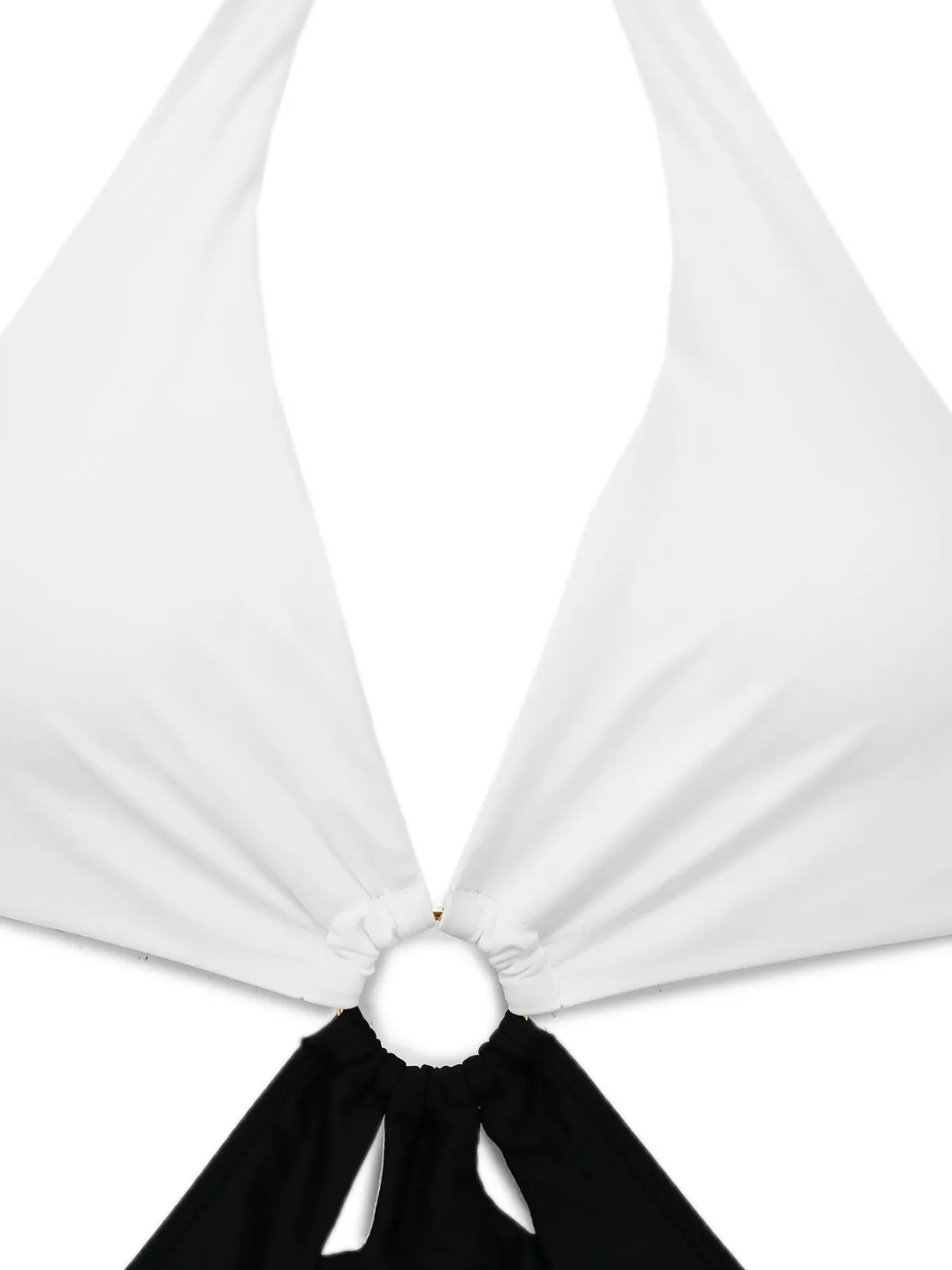 Hot Retro Stage 1960s Halter Deep V-Neck One-Piece Swimsuit White