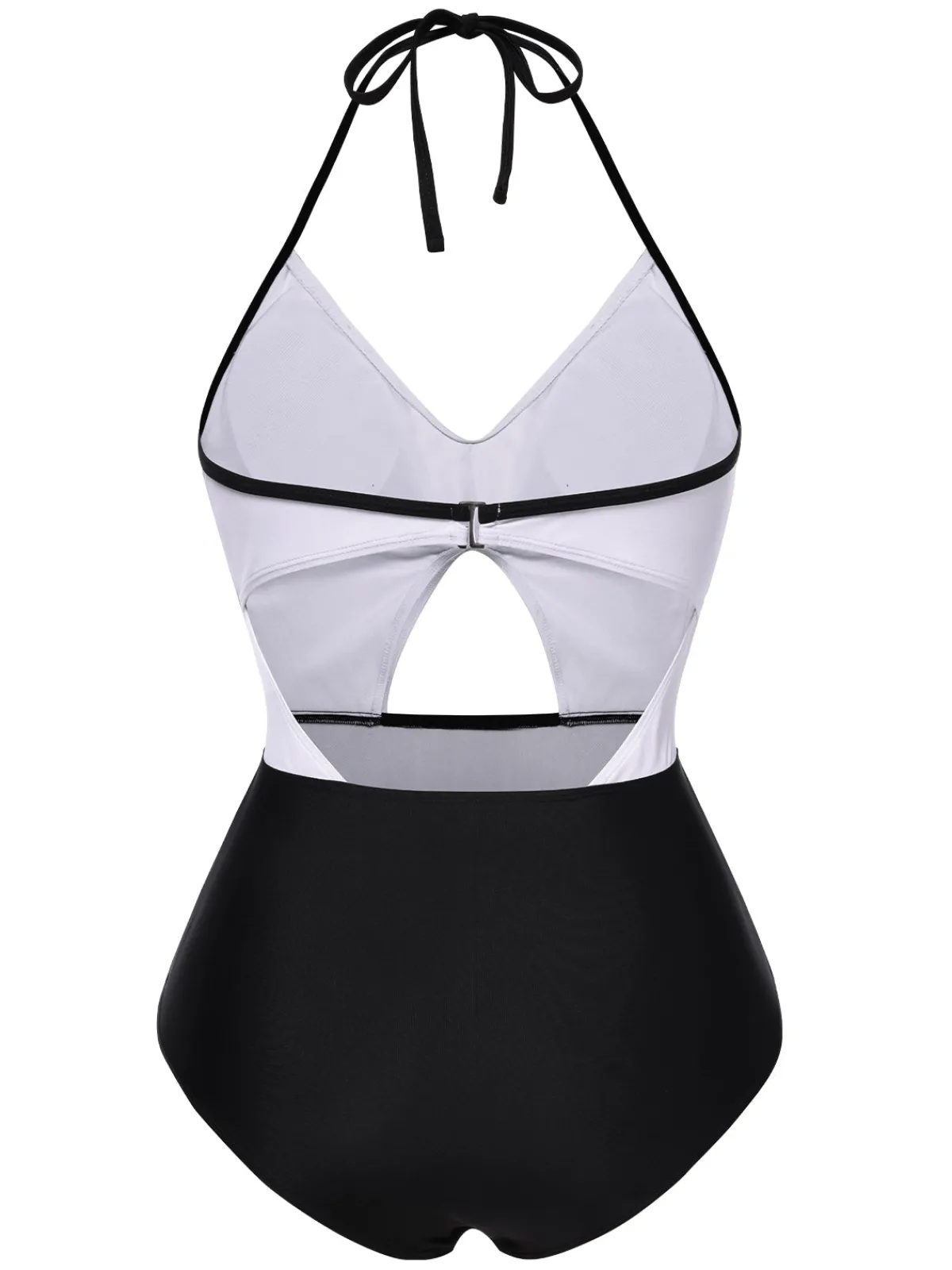 Clearance Retro Stage 1960s Halter Front Cutout One-Piece Swimsuit White
