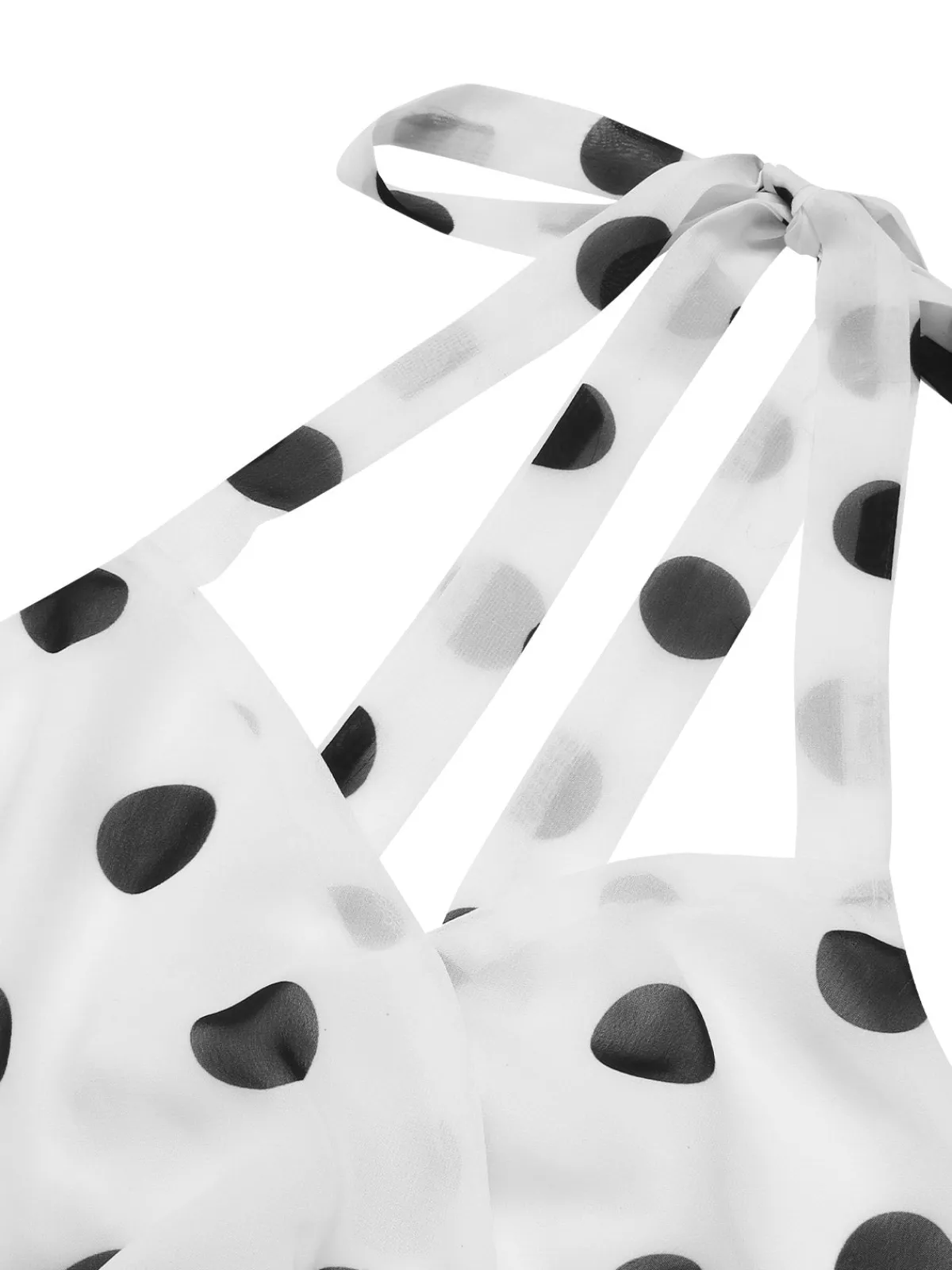 Outlet Retro Stage 1950s Halter Polka Dots Belted Mesh Dress White