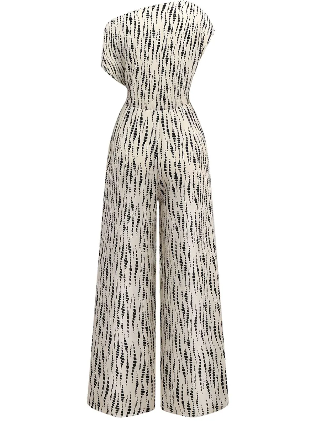 Hot Retro Stage 1940s Ink Stains Oblique Neck Jumpsuit White