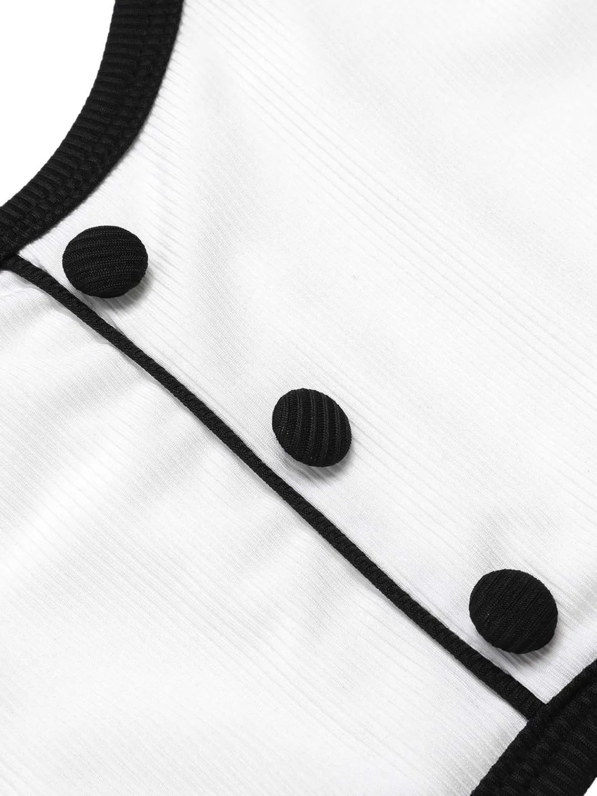 New Retro Stage 1930s Knit Contrast Swimsuit White