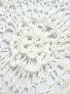 Outlet Retro Stage 1950s Knitted Tassel Hollow Cover-Up White
