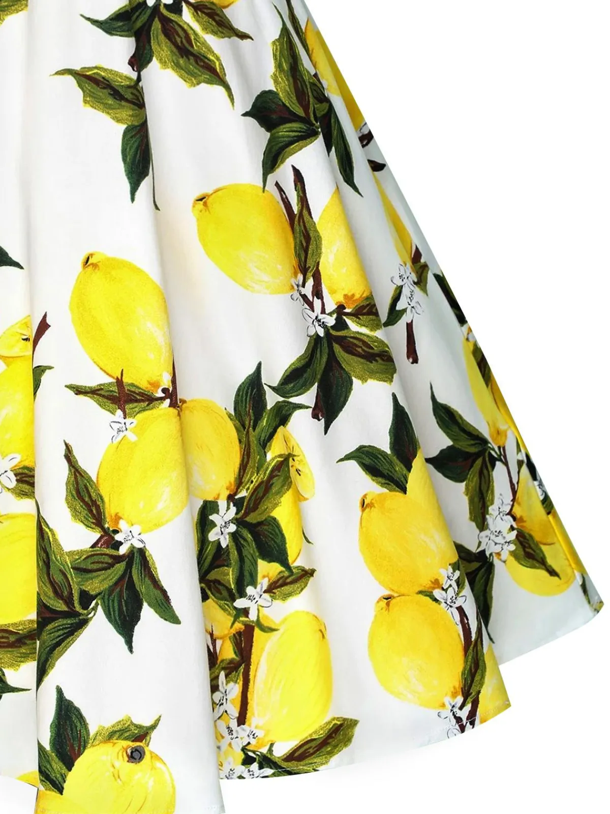 Sale Retro Stage 1950s Lemon Halter Swing Dress White