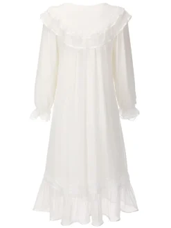 Online Retro Stage 1940s Mesh Patchwork Sleepwear White