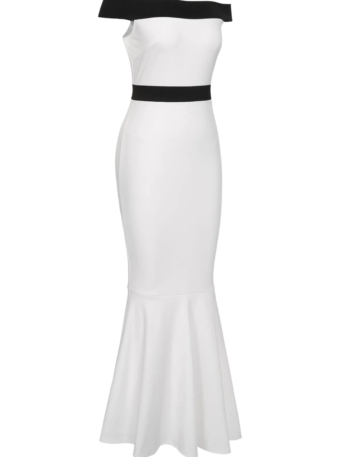 Outlet Retro Stage 1930s Off-Shoulder Fishtail Dress White